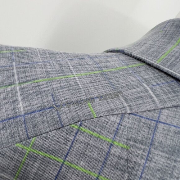 Callaway Men's Opti-Dri Golf Polo Shirt L Large Gray/Green Plaid - Picture 8 of 10